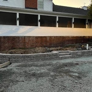 Retaining wall in front of a home