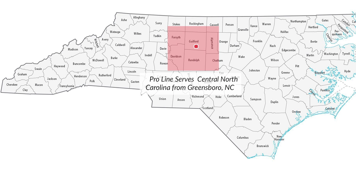 North Carolina Map of Pro Line's Service area